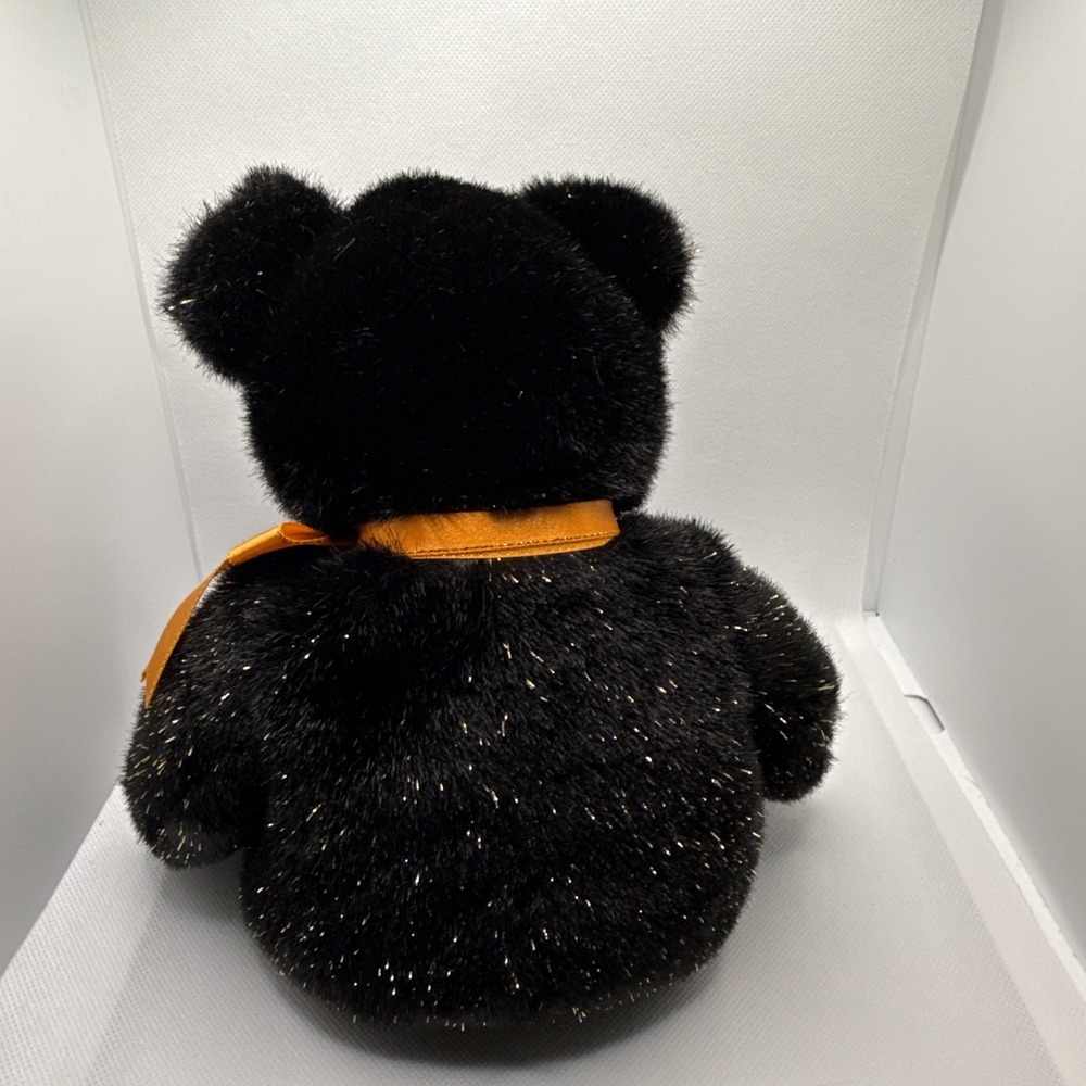 TY Beanie Buddy Haunt 14" Black & Gold Halloween Bear Retired Creased Tag 2002 - Picture 8 of 13